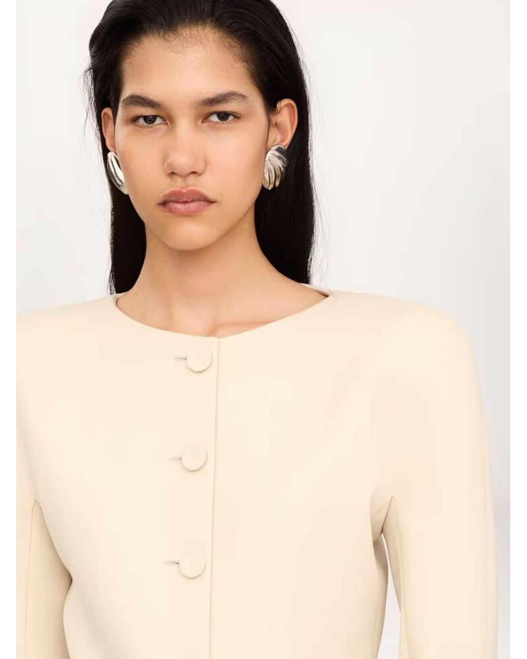 Chloé White Collarless Fitted Jacket