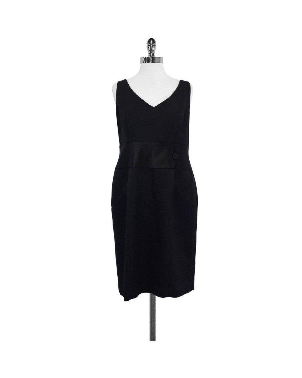 ESCADA Black Wool & Silk Waistline Sleeveless Dress - Lyst