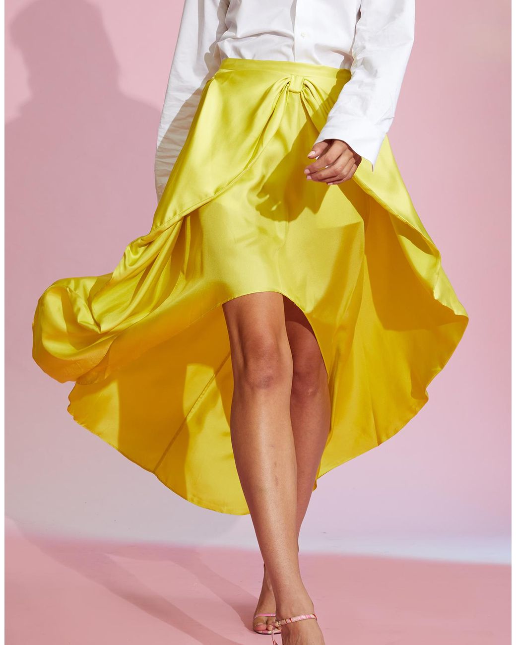 cynthia rowley Yellow Silk Bow Skirt