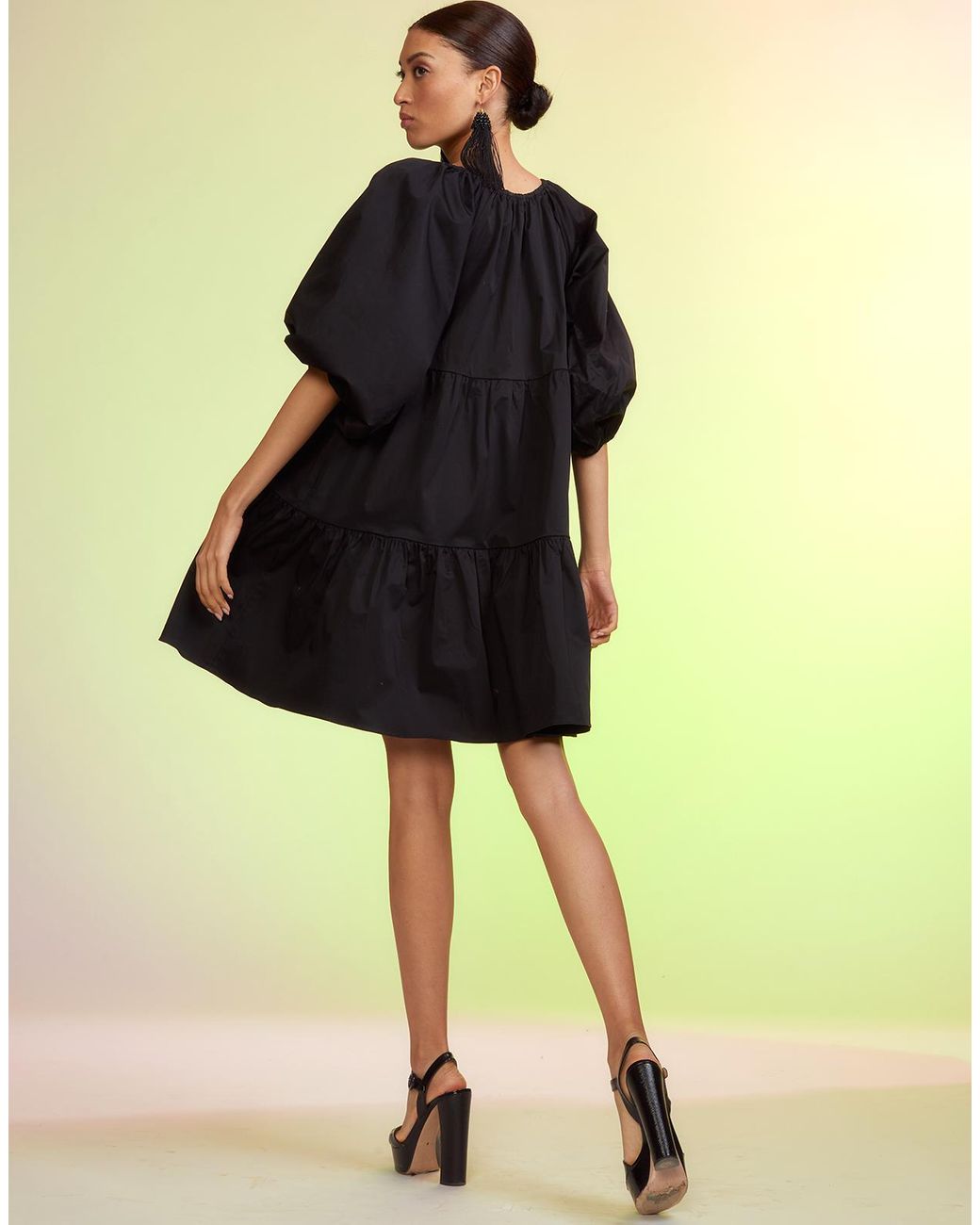 Cynthia Rowley Kasbah Cotton Tiered Dress in Black | Lyst