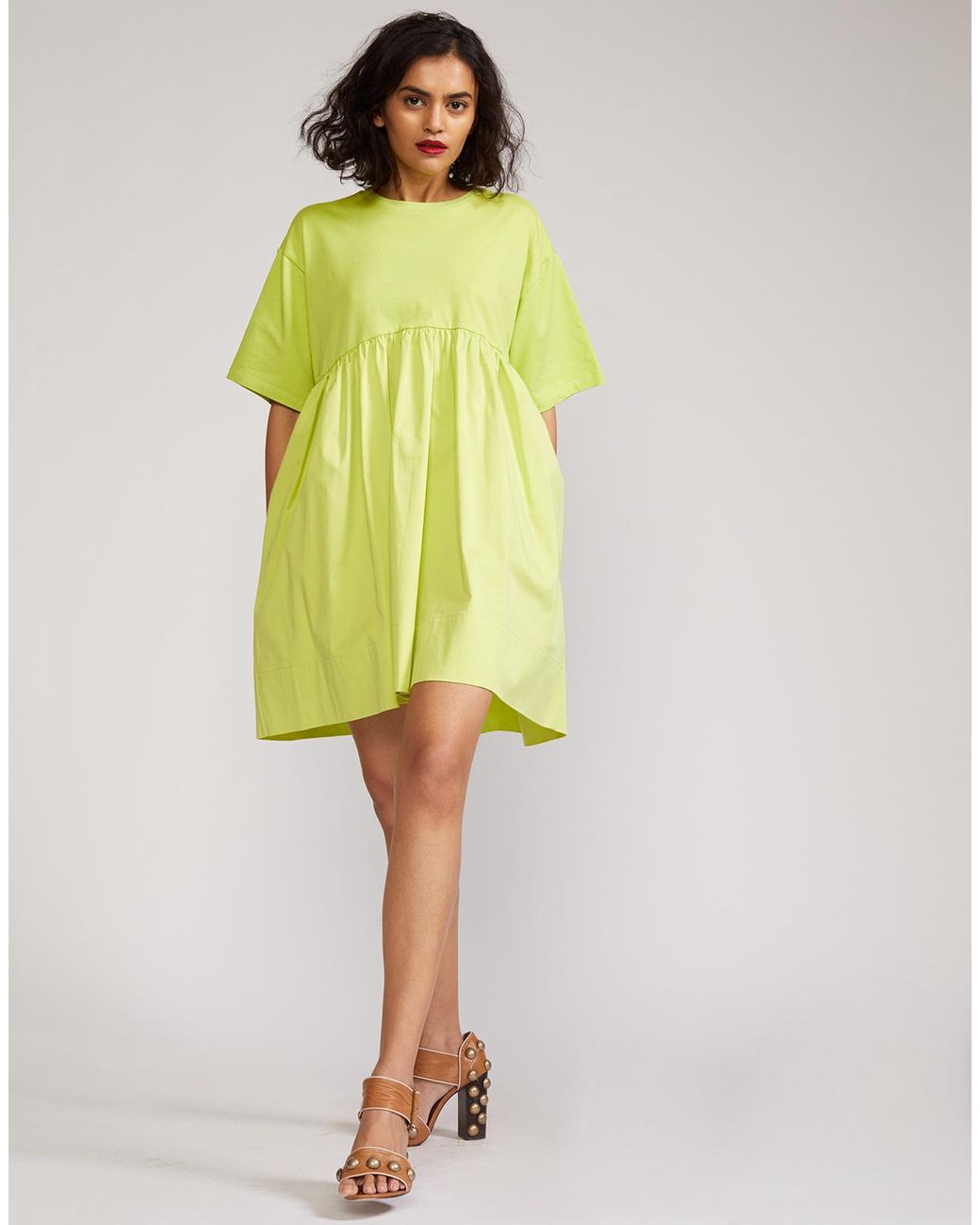 yellow striped shirt dress
