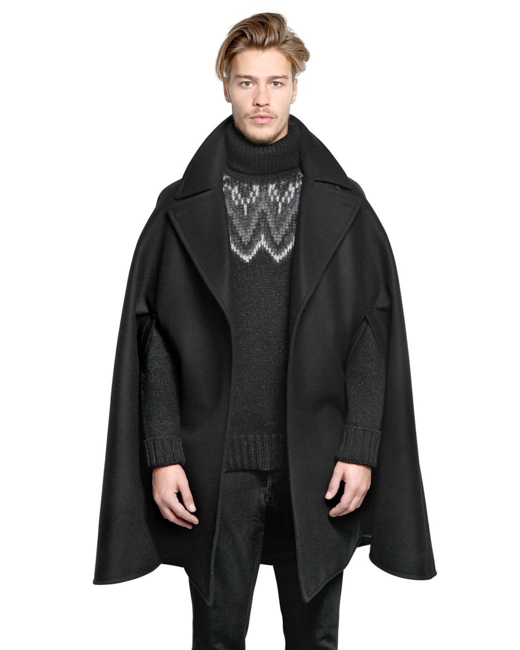 Givenchy Wool Cotton Blend Cape in Black for Men | Lyst