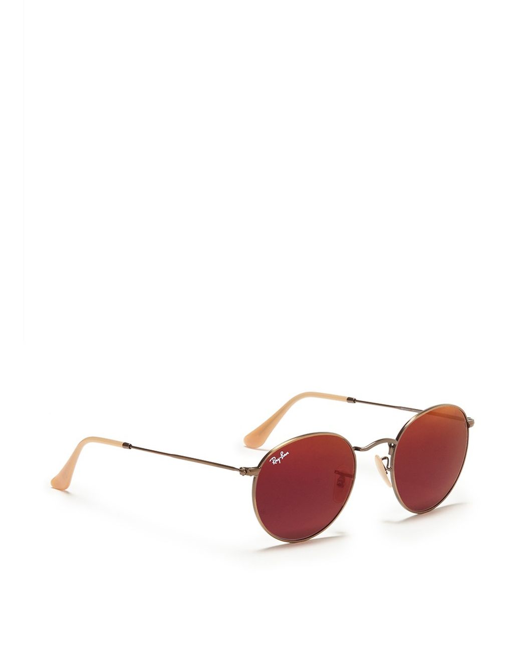 Ray-Ban Round Metal Mirror Sunglasses in Red | Lyst