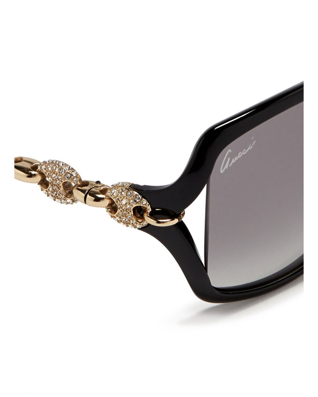 Gucci Marina Chain Temple Sunglasses in Black | Lyst