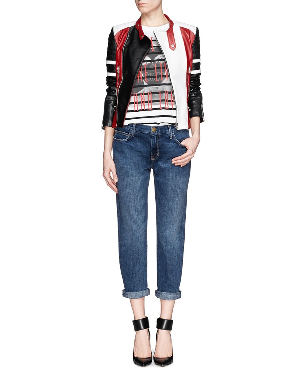 Each x Other X Jeremy Kost Print Lining Leather Jacket in Red 