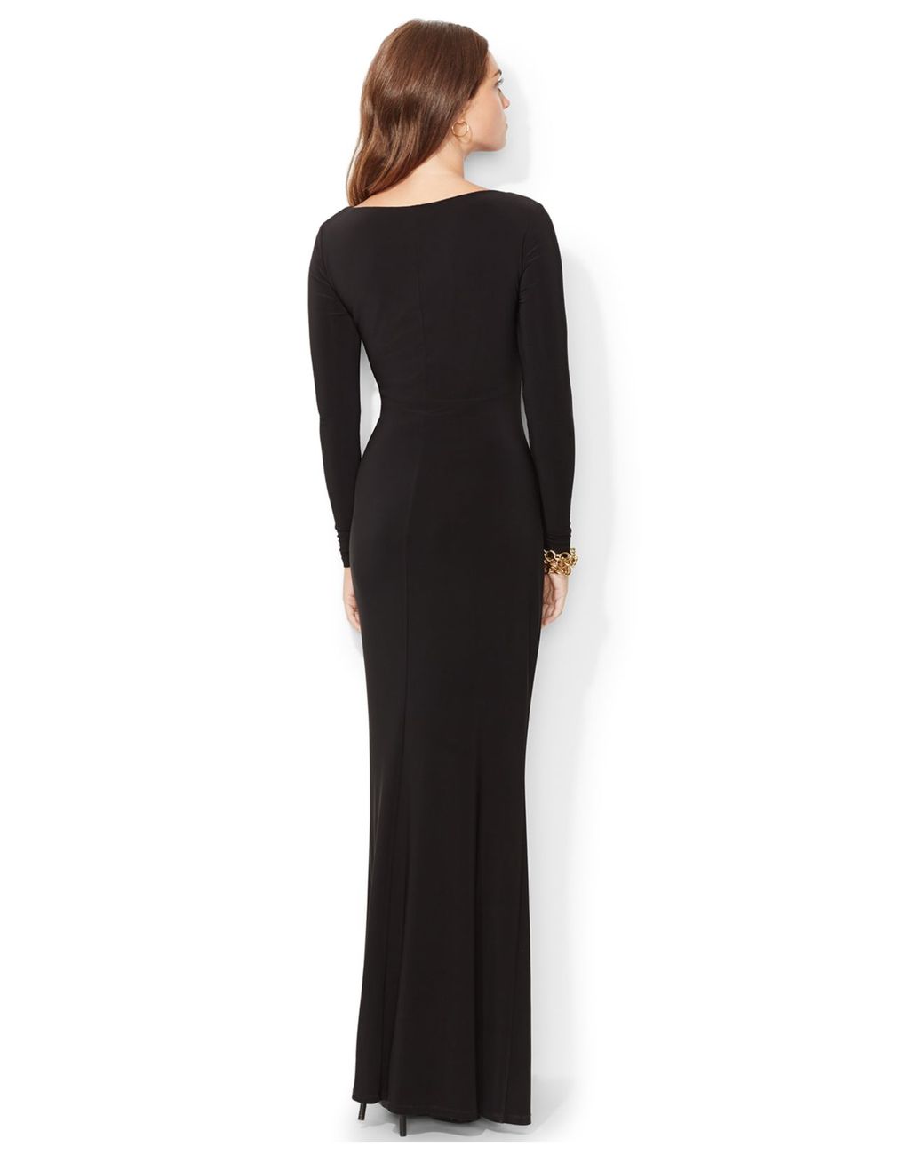 Ralph Lauren Women's Size 4 Long Sleeve Solid Black Elegant Dress 9699