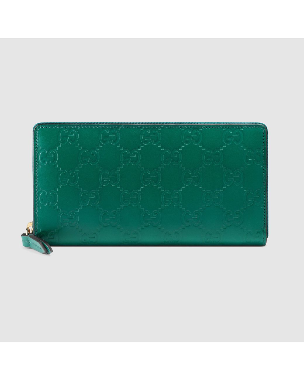 Gucci Signature Zip Around Wallet in Green | Lyst