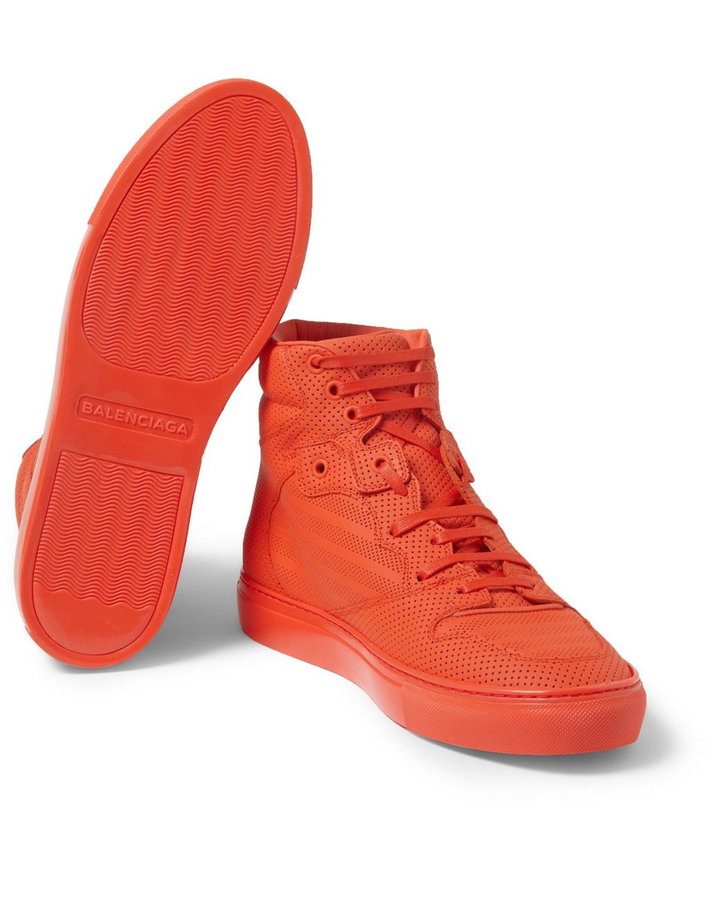 Balenciaga Pleated High-Top Sneakers in Red for Men | Lyst UK