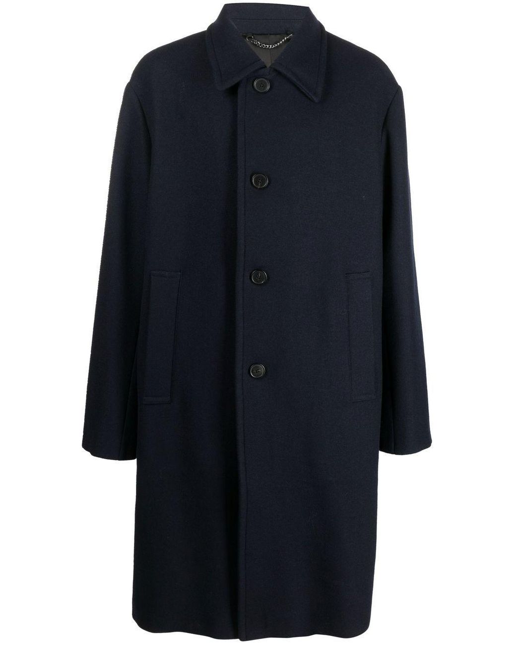 Dries Van Noten Redmore Coat Navy In Wool in Blue for Men | Lyst
