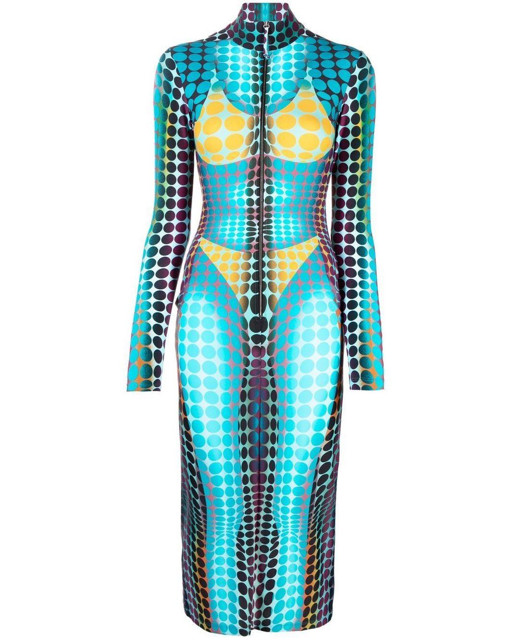 Jean Paul Gaultier Dotprint Midi Dress in Blue Lyst