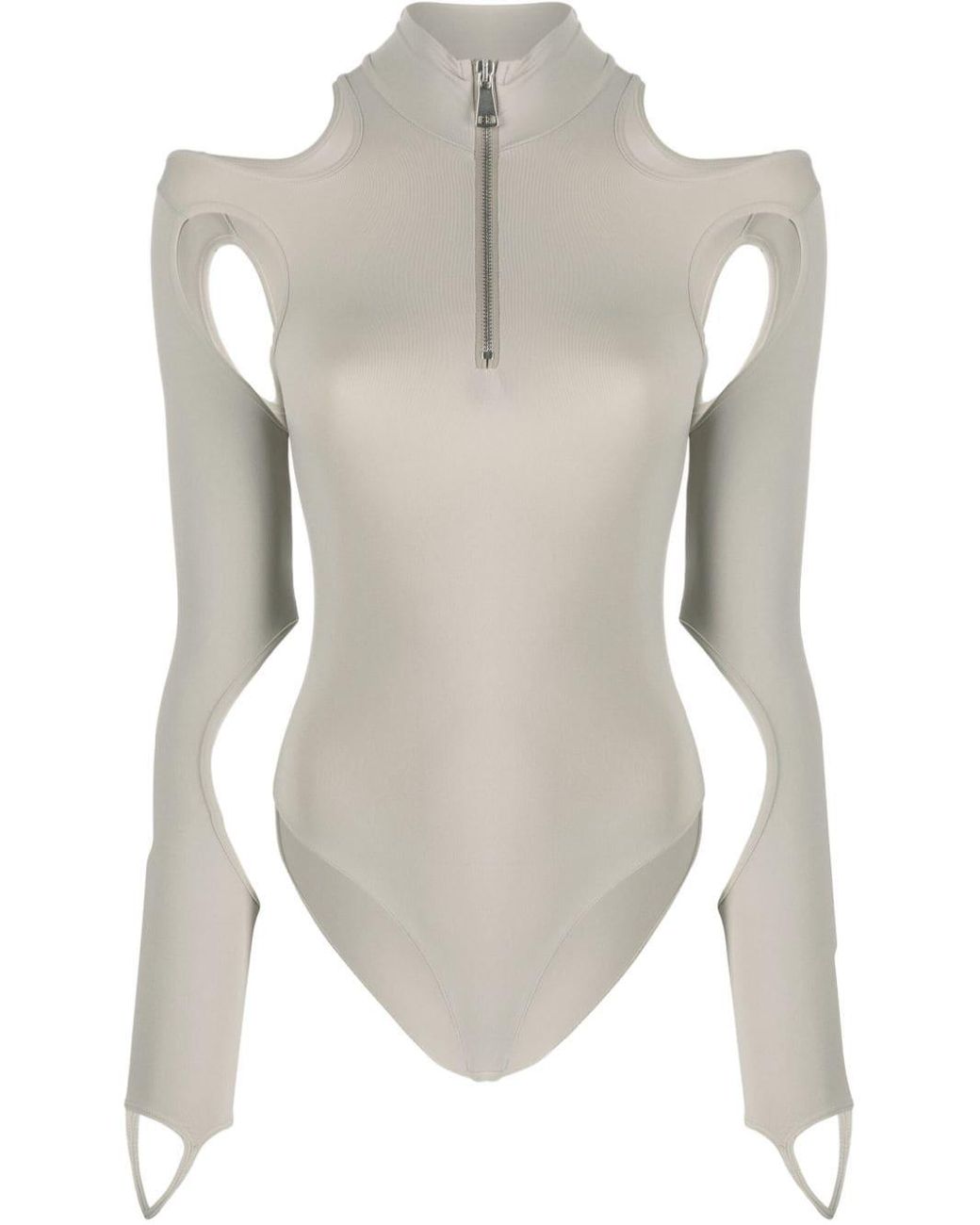 ANDREADAMO Cut-out Half-zip Bodysuit in White