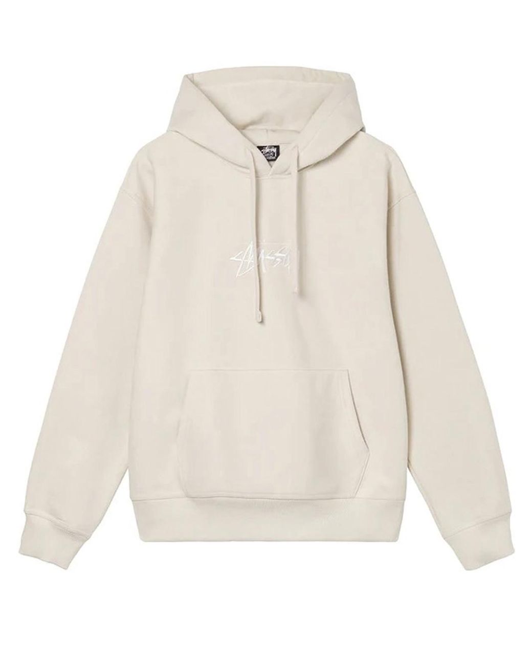 Stussy Stock Logo Applique Hoodie Cream In Cotton in White for Men