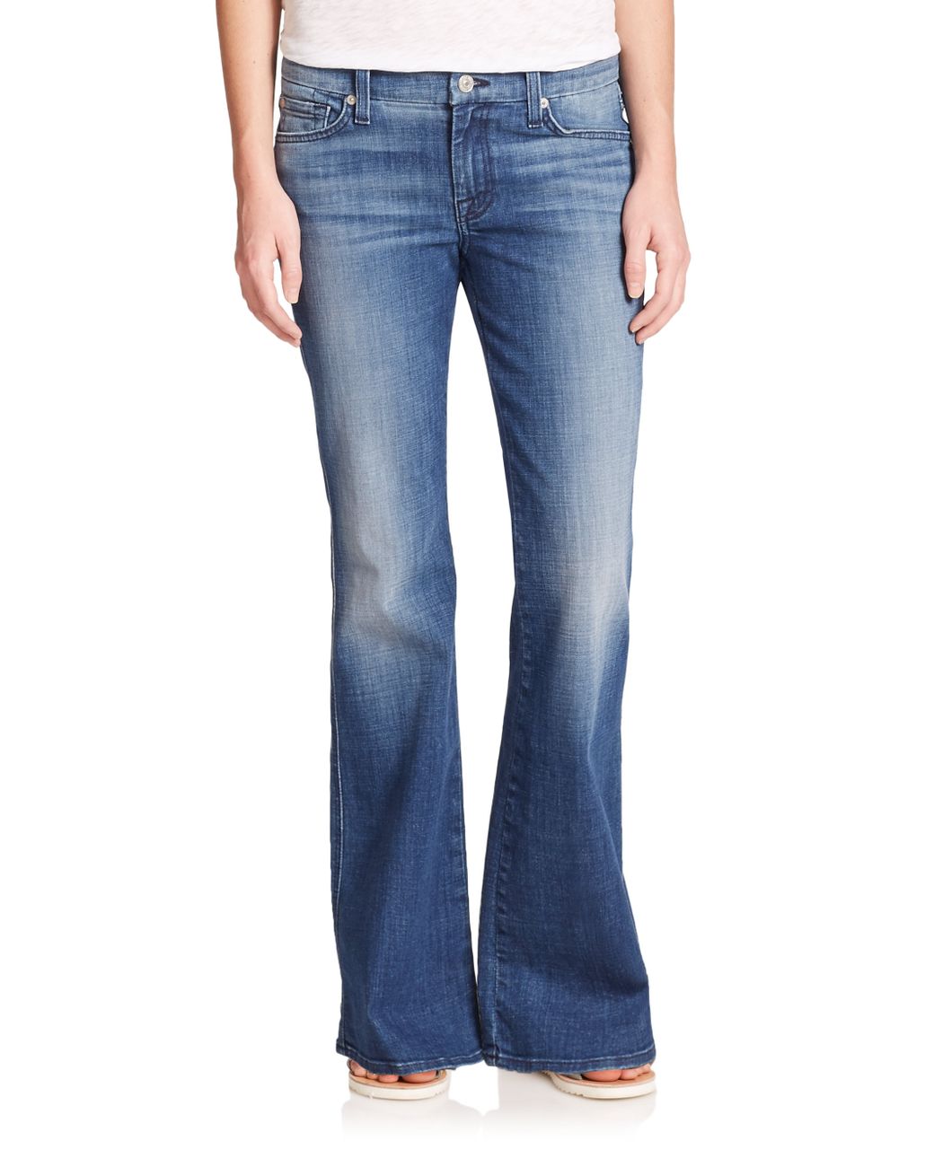 Short Inseam A-pocket Flared Jeans 