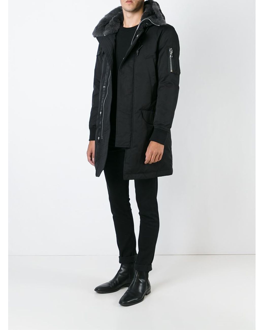 Emporio Armani Parka Coat in Black for Men | Lyst UK