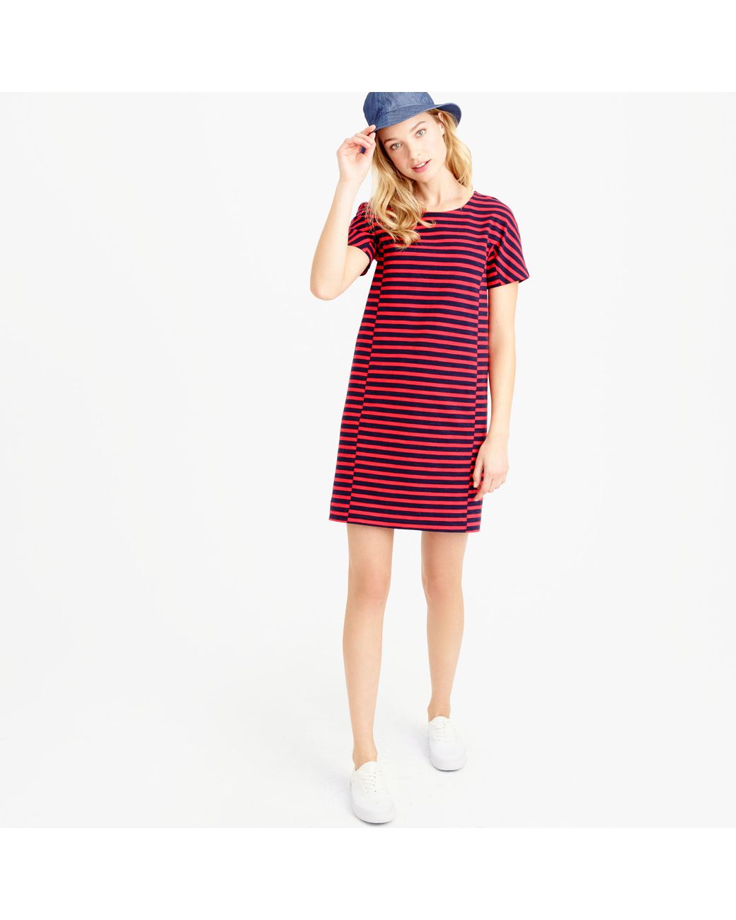 J.Crew Striped T-shirt Dress in Blue | Lyst