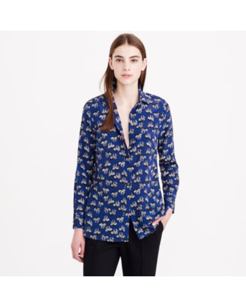 J.Crew Classic Silk Blouse In Zebra 