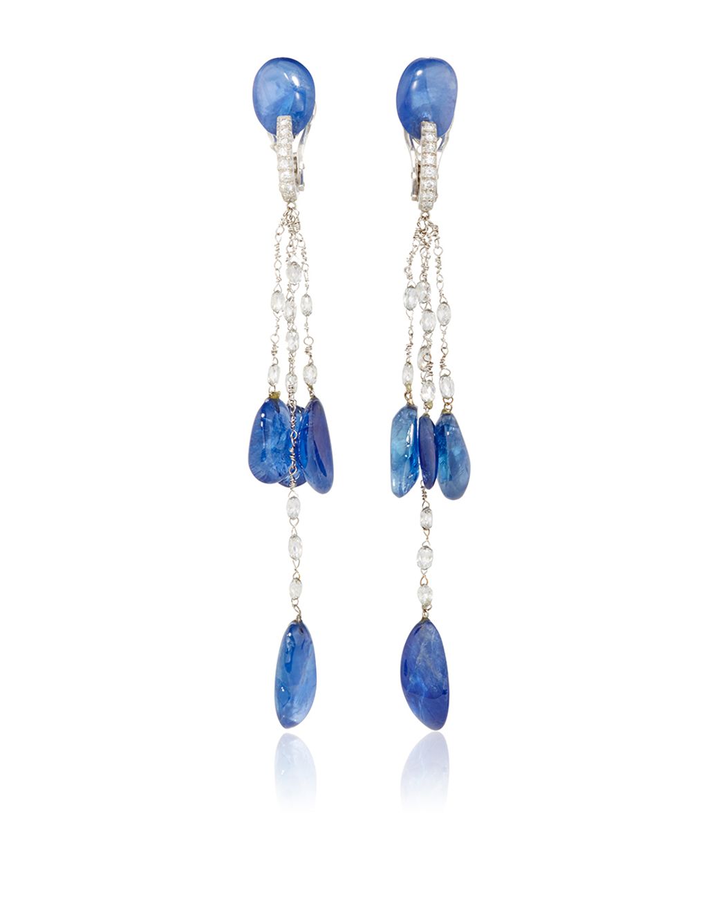 VBH Diamond Bead And Sapphire Drop Earrings in Blue Lyst
