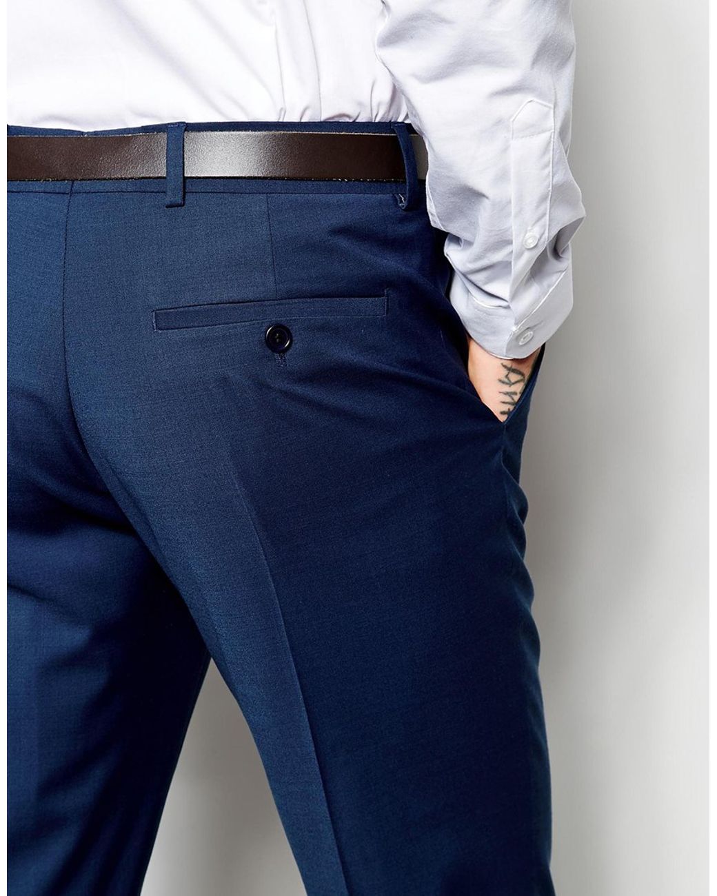 TEXTURED SUIT TROUSERS  Navy blue  ZARA India