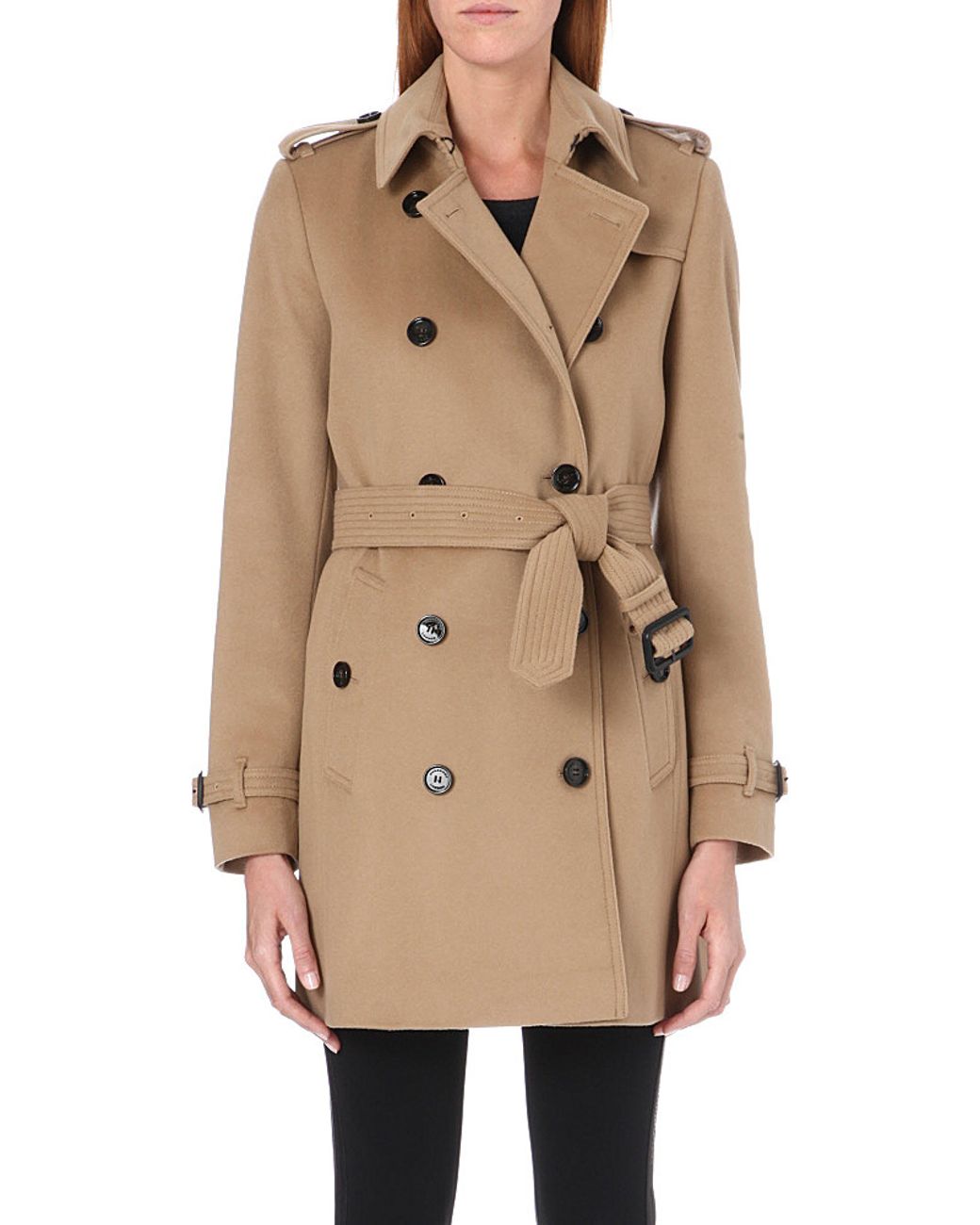 Burberry The Kensington Mid-length Wool And Cashmere-blend Trench Coat in  Natural | Lyst