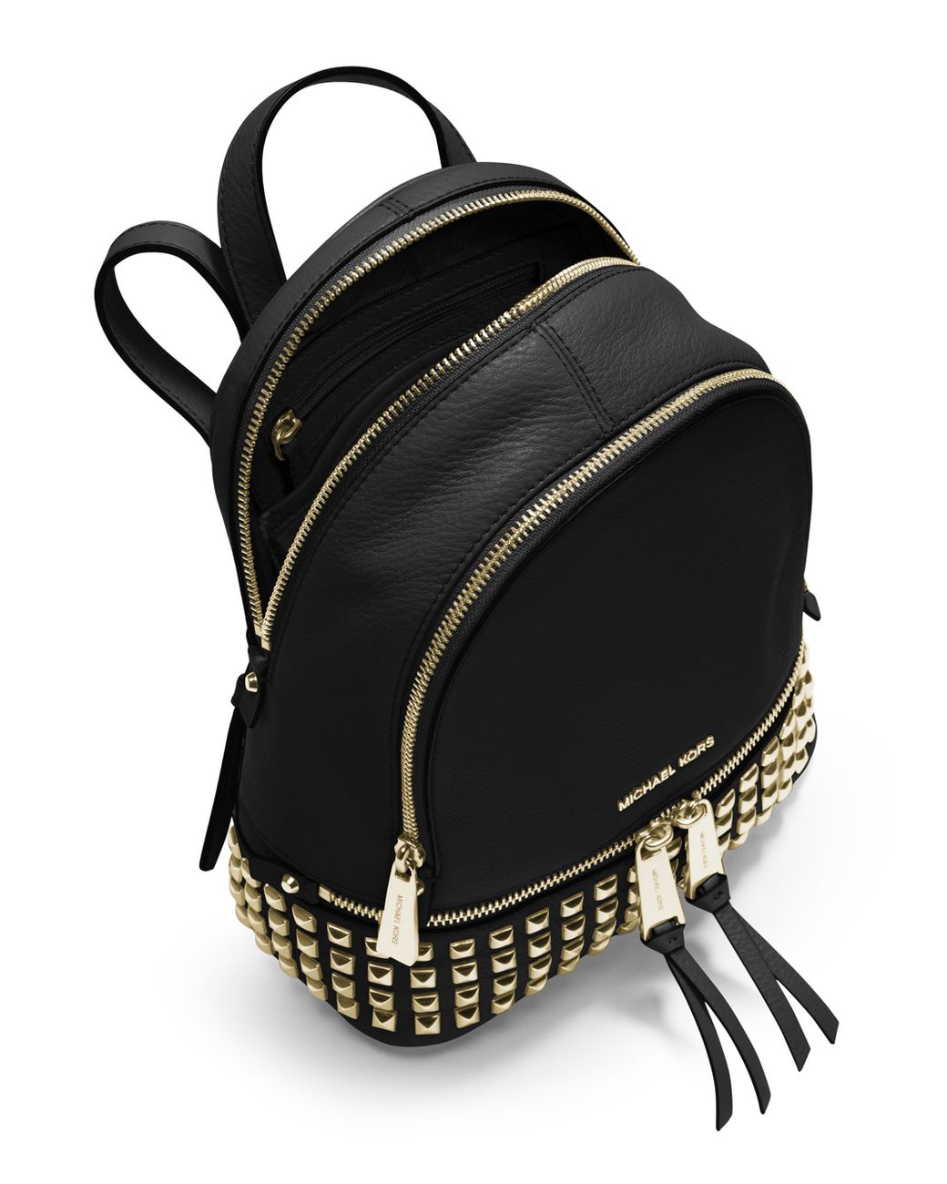 MICHAEL Michael Kors Rhea Mini Studded Leather Backpack in Black | Lyst