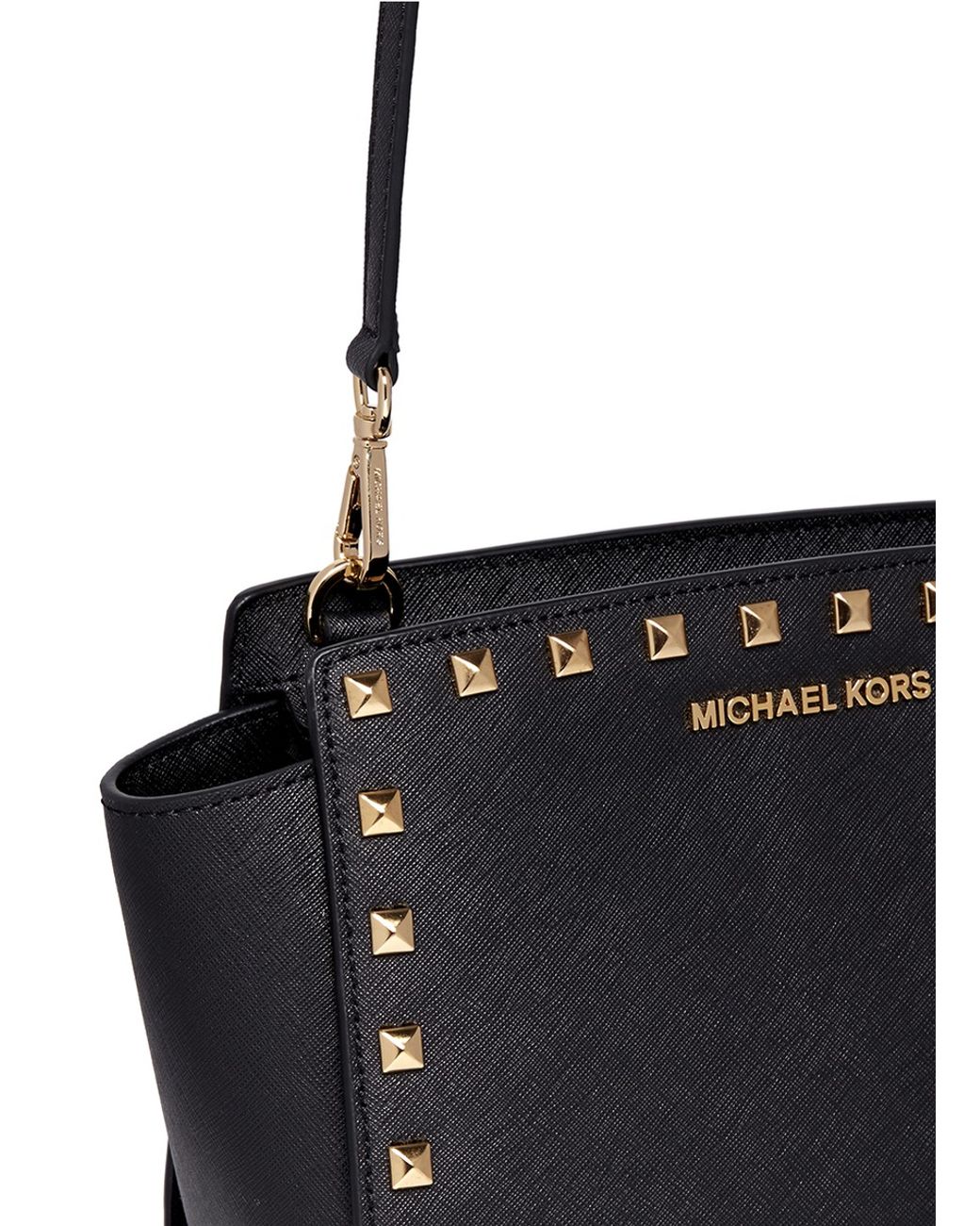 Michael Kors Selma Studded Saffiano-Leather Cross-Body Bag in
