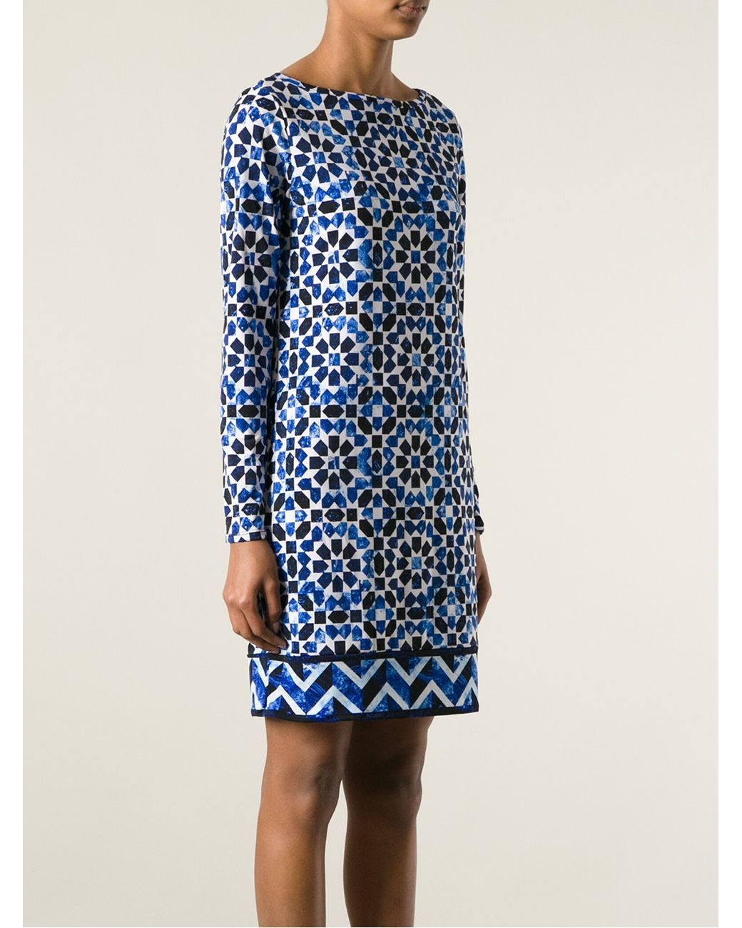 MICHAEL Michael Kors Geometric Print Shift Dress in Blue | Lyst