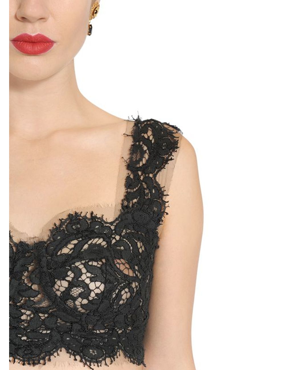 Lace-trimmed bra in black - Dolce Gabbana