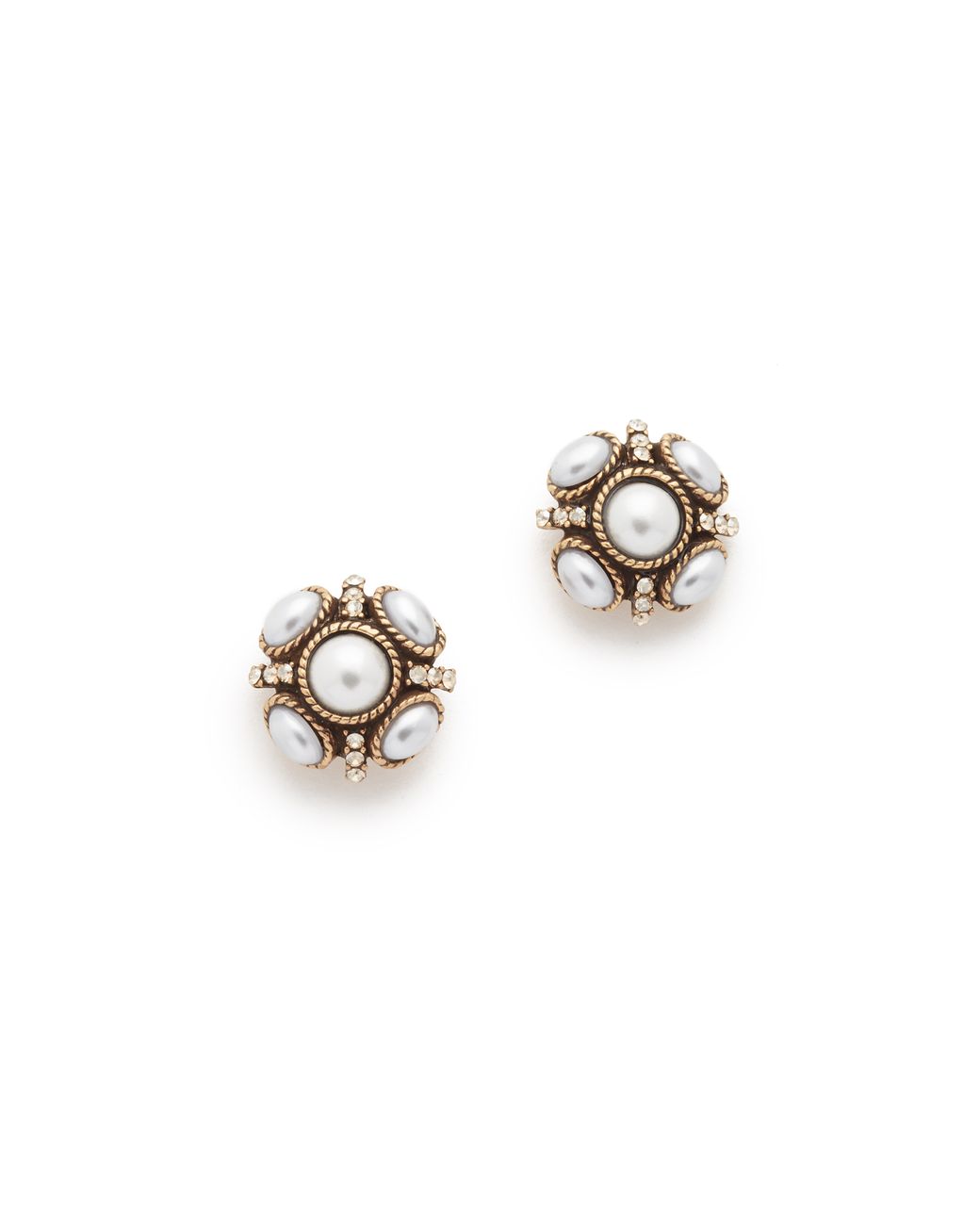 Oscar de la Renta Classic Button Earring - Pearl in Metallic | Lyst