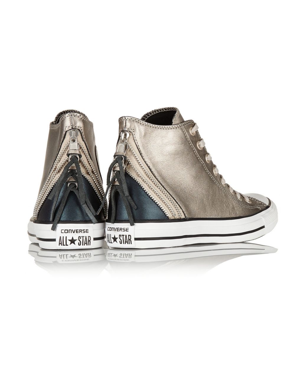 Converse Chuck Taylor All Star Tri Zip Leather High-Top Sneakers in  Metallic | Lyst