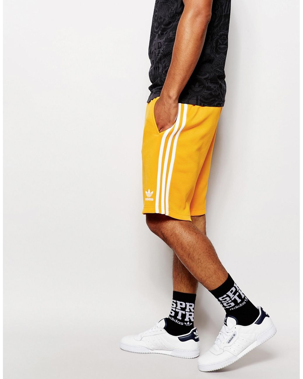 Adidas yellow shorts mens store