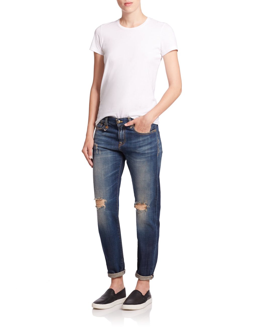 R13 Vintage Distressed Relaxed Skinny 