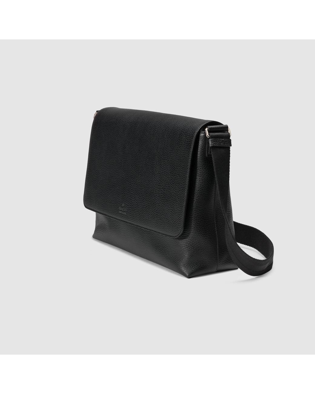 Gucci Leather Messenger Bag in Black for Men