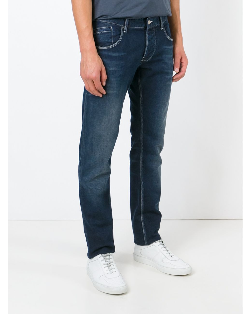 Armani Jeans Jeans With White Stitching in Blue for Men | Lyst