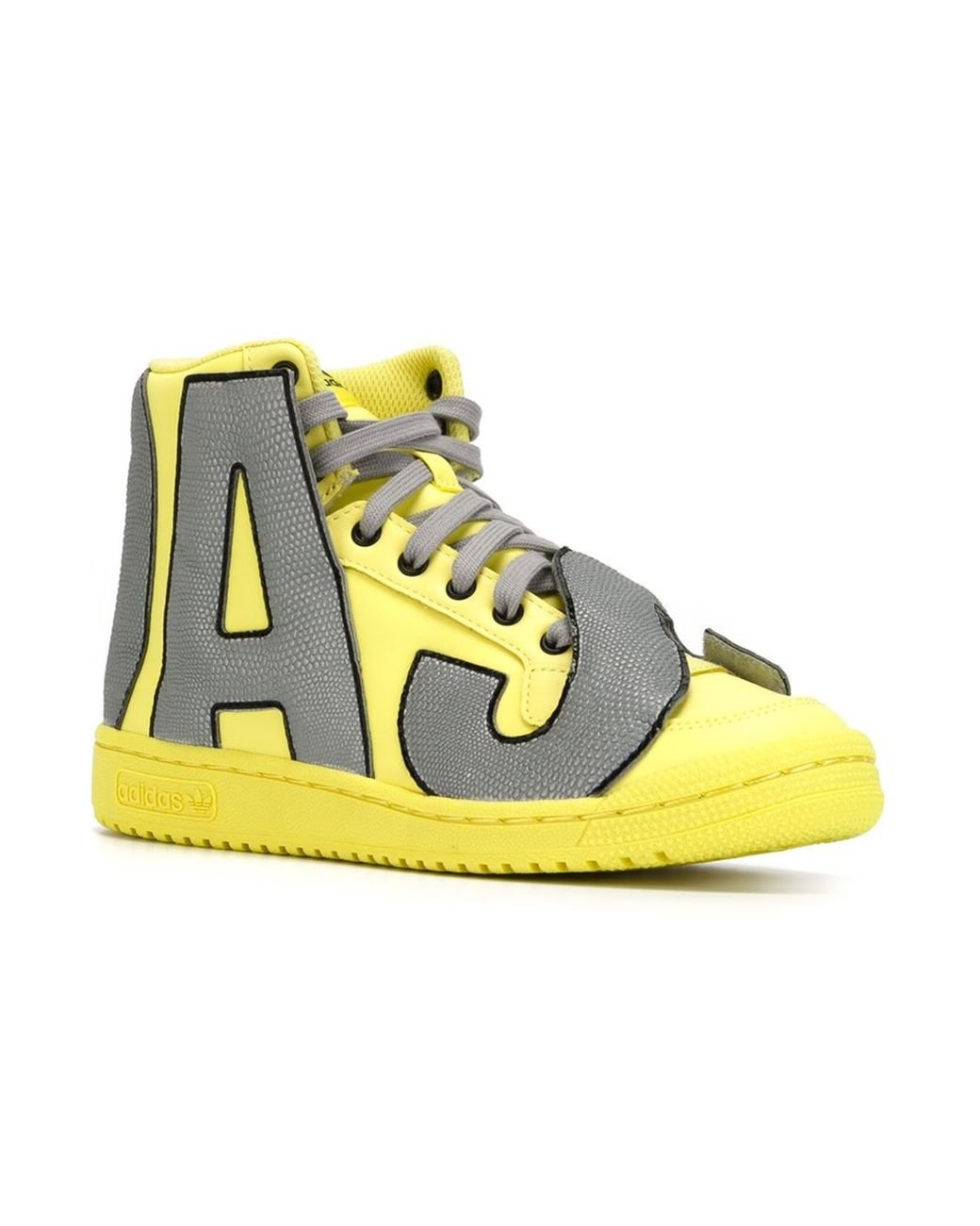 adidas Originals Leather Jeremy Scott X 'letters Reflective' Hi-top  Sneakers in Yellow & Orange (Yellow) | Lyst