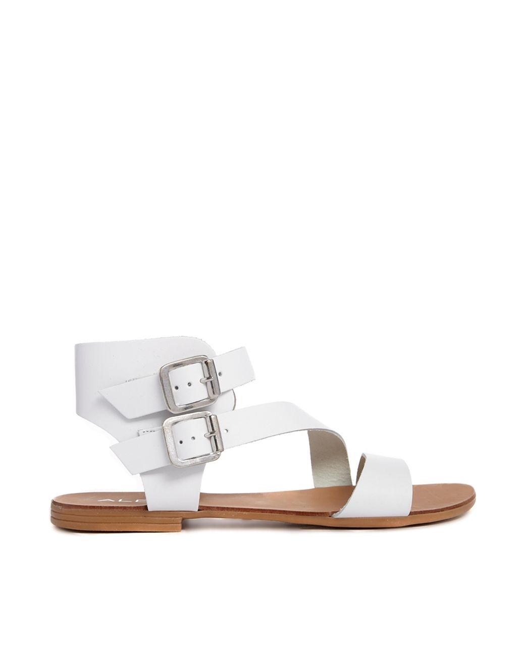 temperatur Mauve Tranquility ALDO White Leather Asymmetric Flat Sandals | Lyst