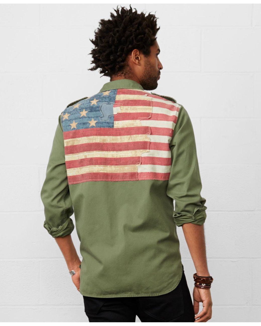 Denim & Supply Ralph Lauren Flag-Back Military Shirt in Green for Men | Lyst
