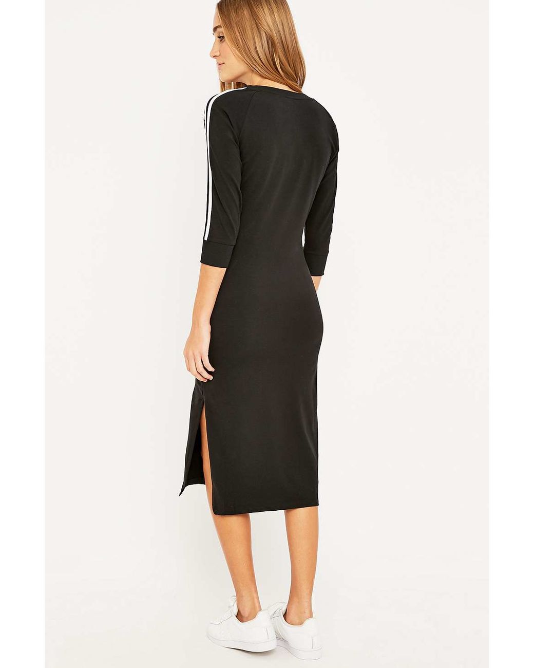 adidas Originals Three Stripe Black Midi Dress | Lyst UK