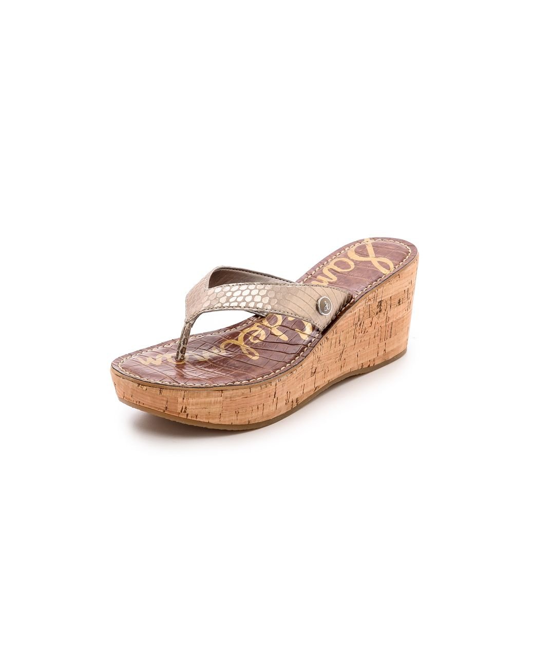 Sam Edelman Romy Wedge Sandals Light Gold in Natural Lyst