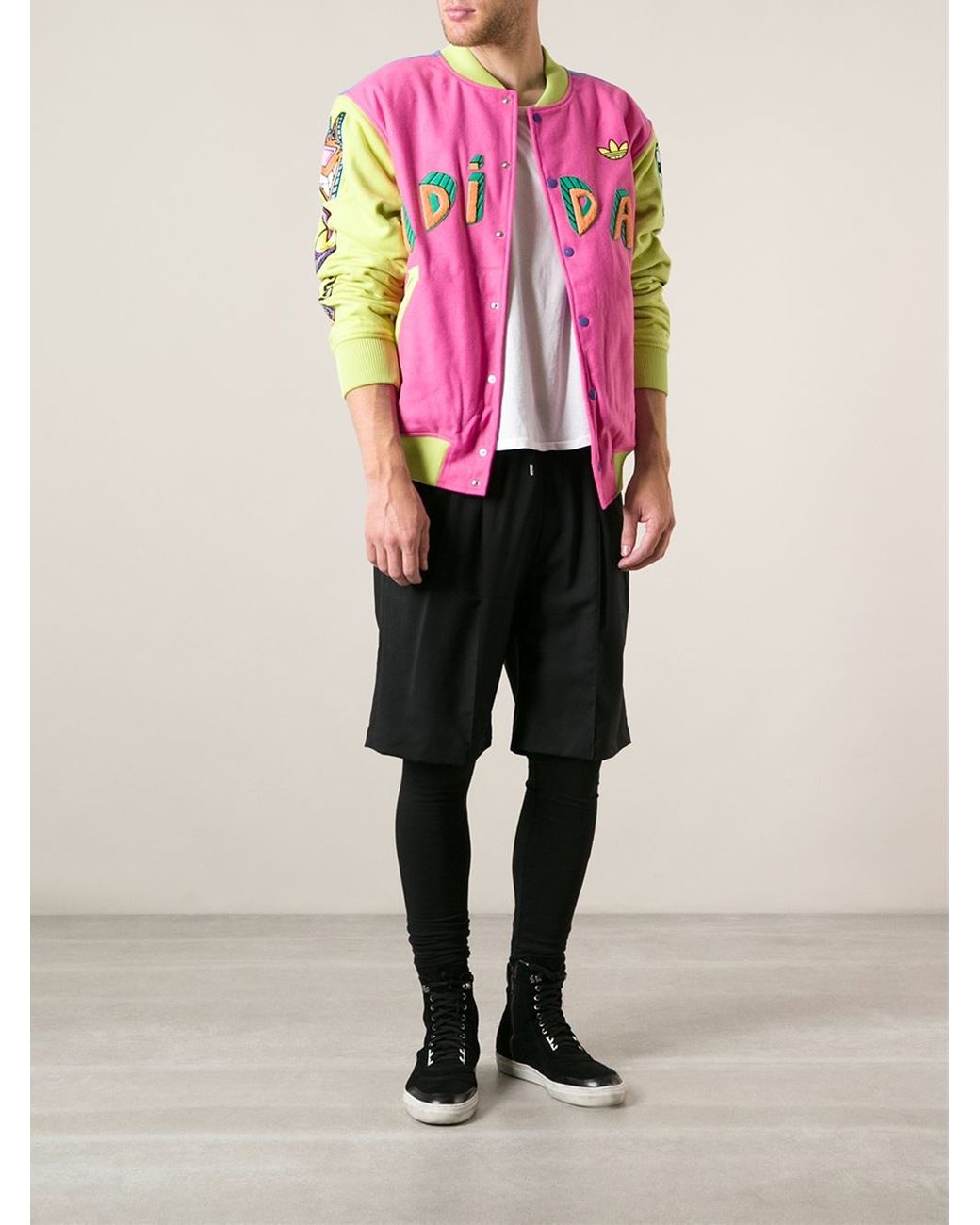 adidas Jeremy Scott Embroidered Bomber Jacket in Pink for Men | Lyst UK