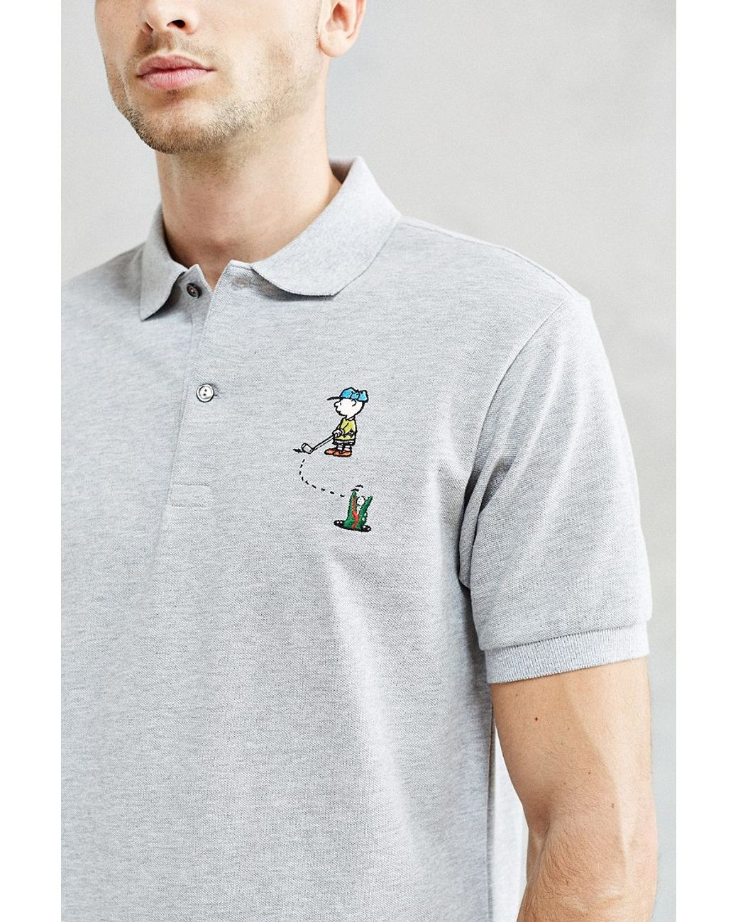 Lacoste Peanuts Charlie Brown Polo Shirt in Gray for Men | Lyst