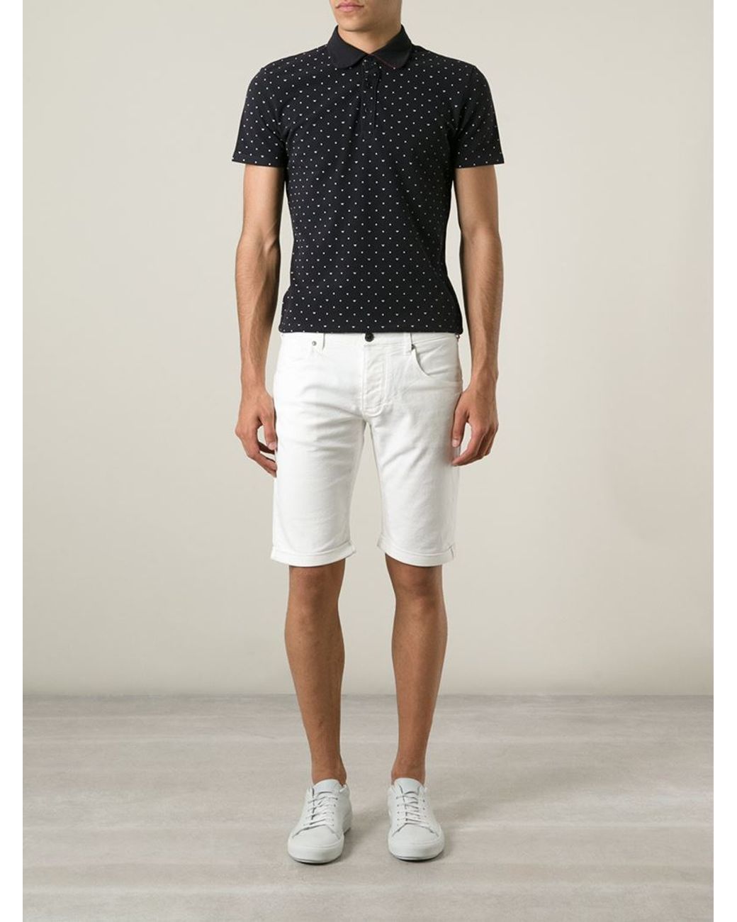 Armani Jeans Slim Fit Denim Shorts in White for Men | Lyst