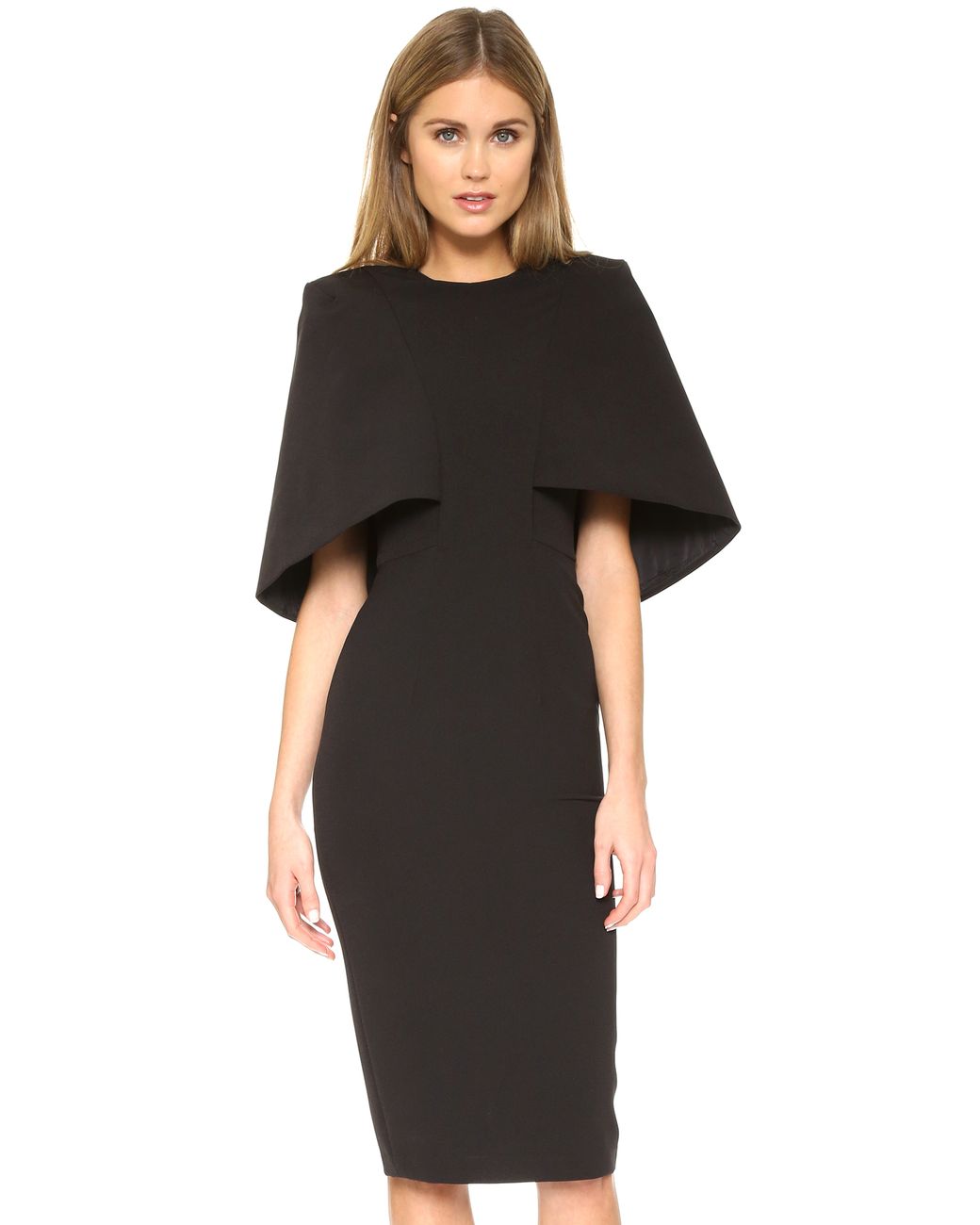 AQ/AQ Cape Midi Dress in Black | Lyst Canada