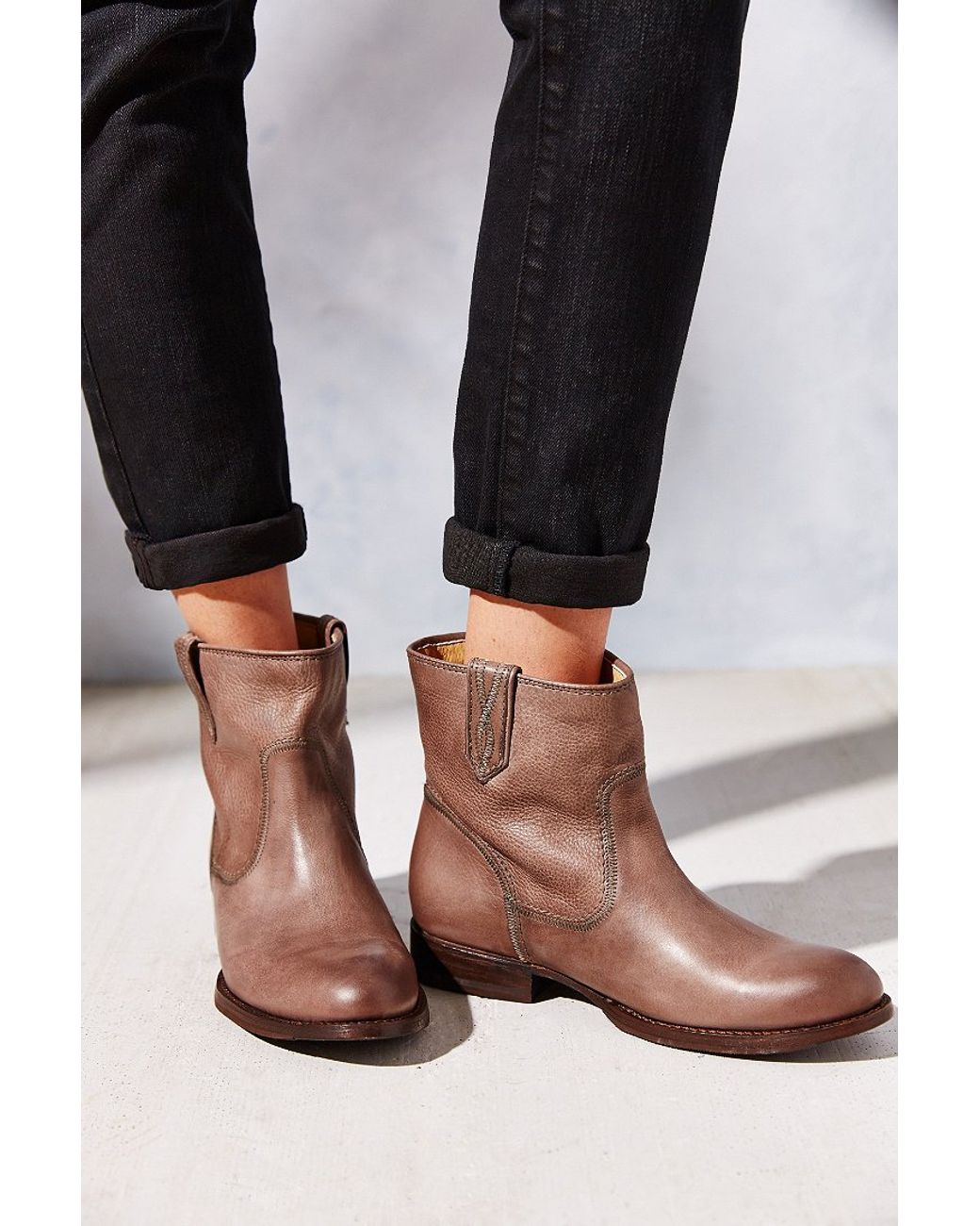 Frye Jamie Stitch Short Ankle Boot in Brown | Lyst