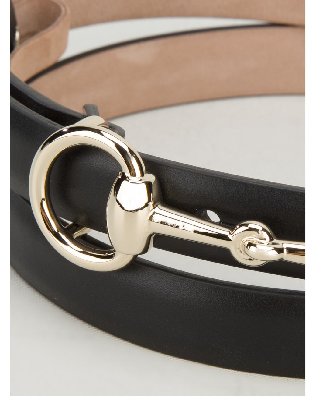 Gucci Skinny Horse Bit Belt in Black | Lyst