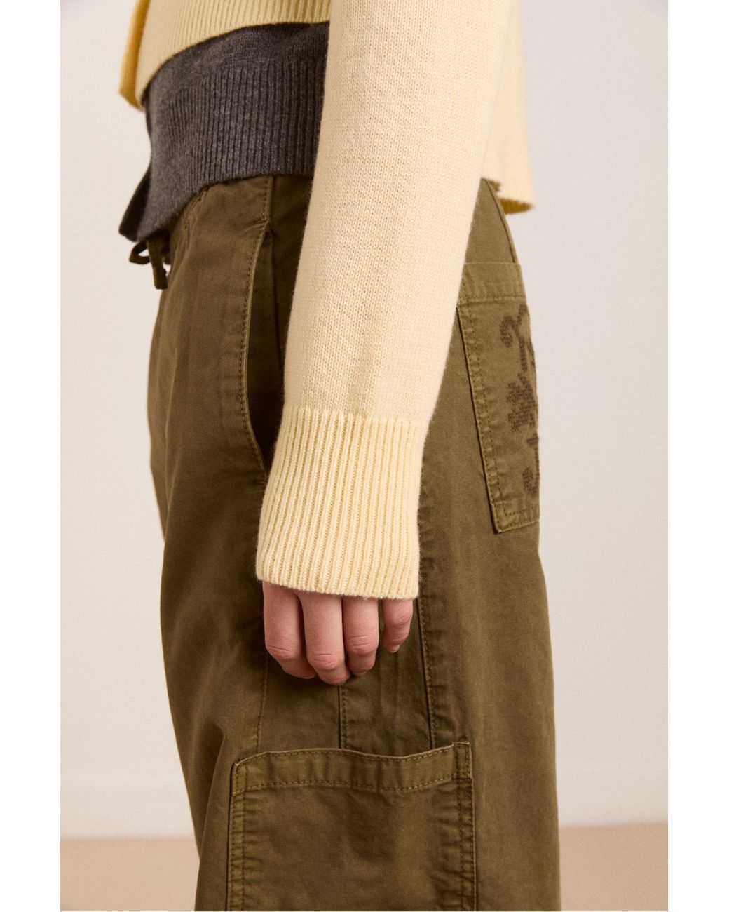 Damson Madder Natural Callie Layer Wool And Cashmere Blend Cardigan