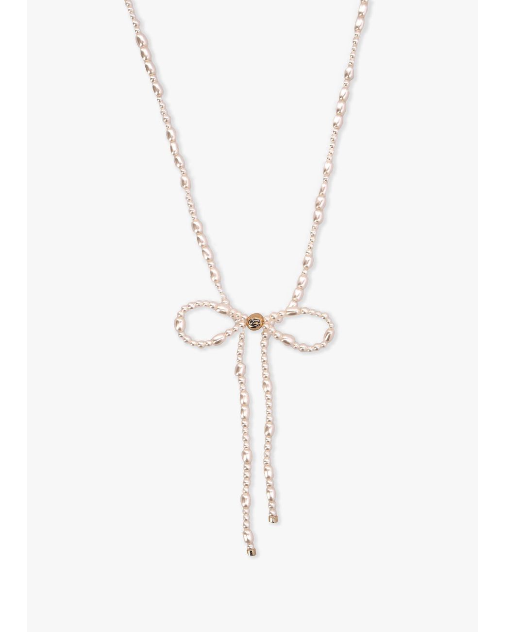 COACH Pink Pearl Bow Choker Necklace