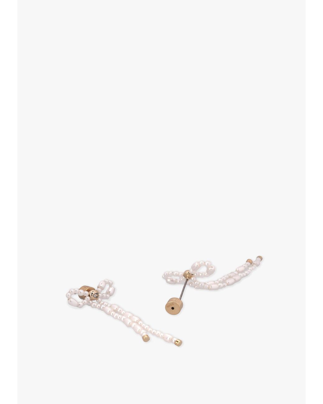 COACH White Pearl Bow Drop Earrings