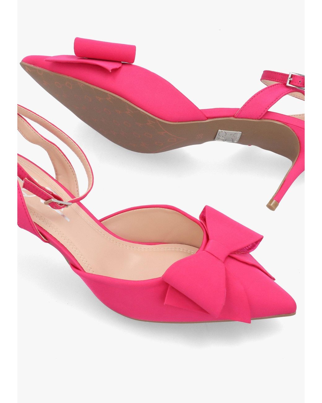Moda In Pelle Pink Nahara Satin Bow Low Heel Court Shoes