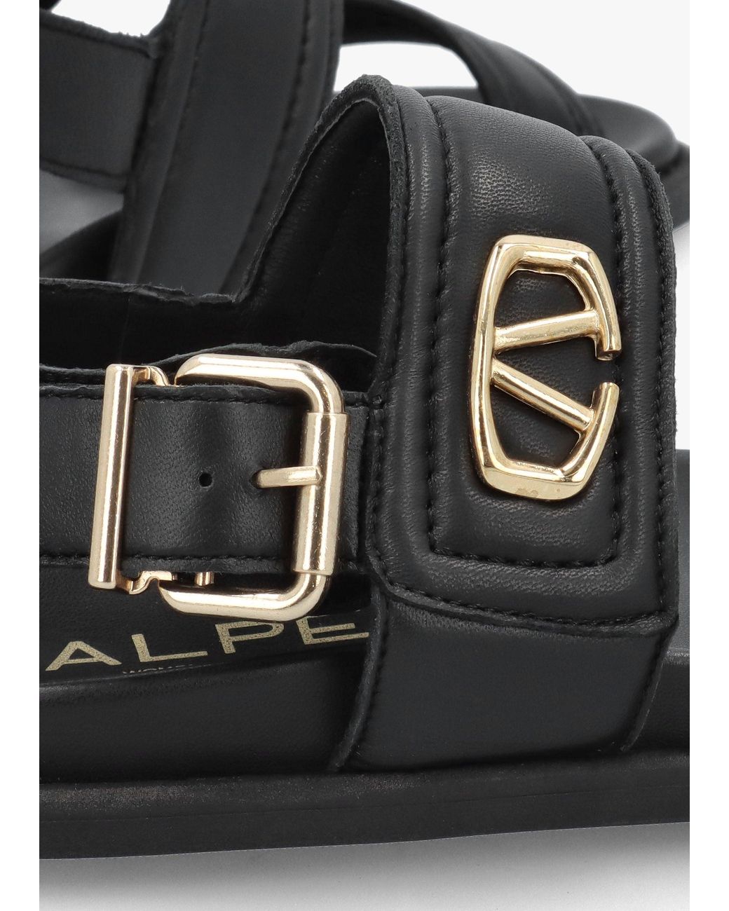 Alpe Black Avadi Two Bar Flat Sandals