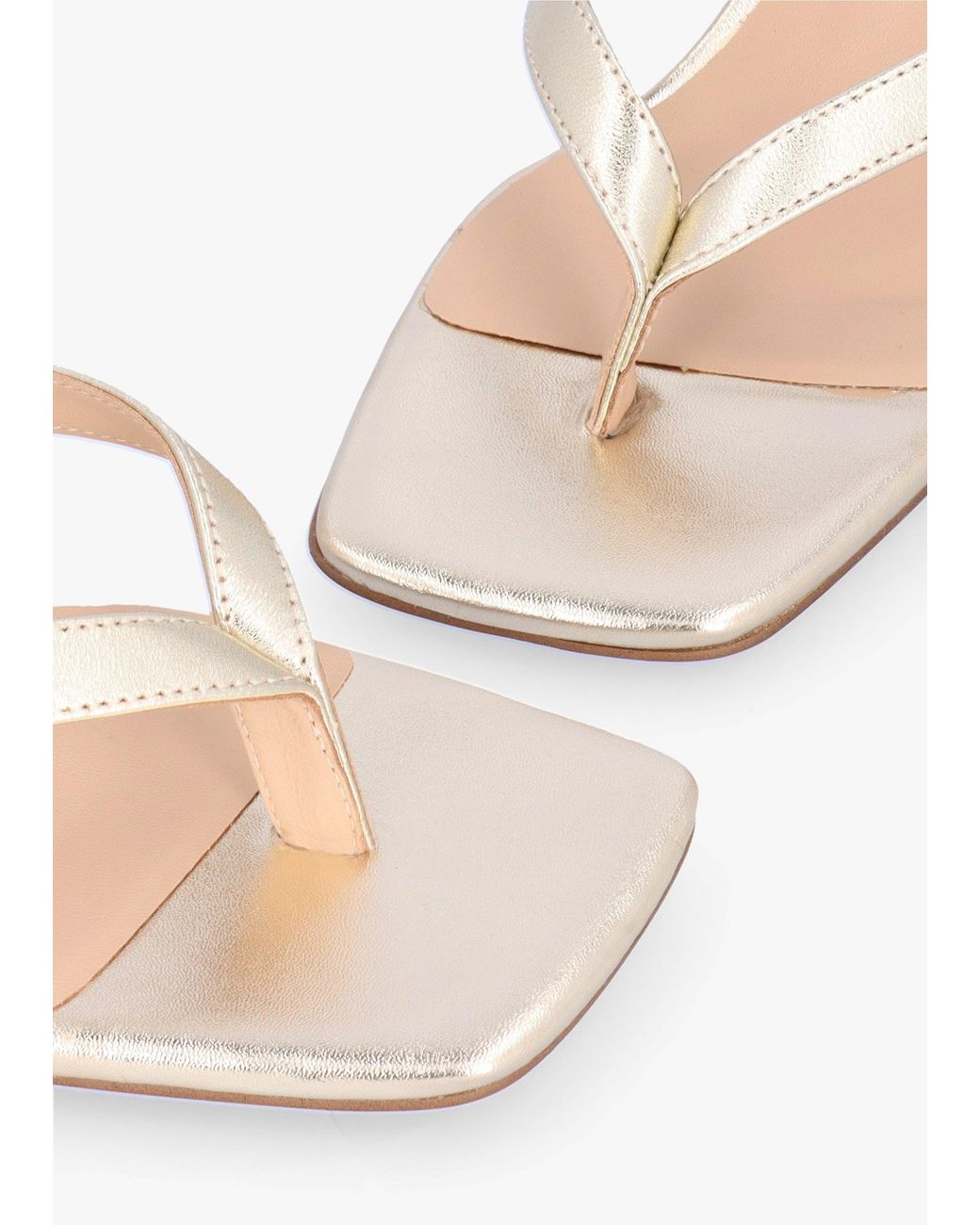 Daniel Natural Eden Leather Toe Post Kitten Heel Sandals
